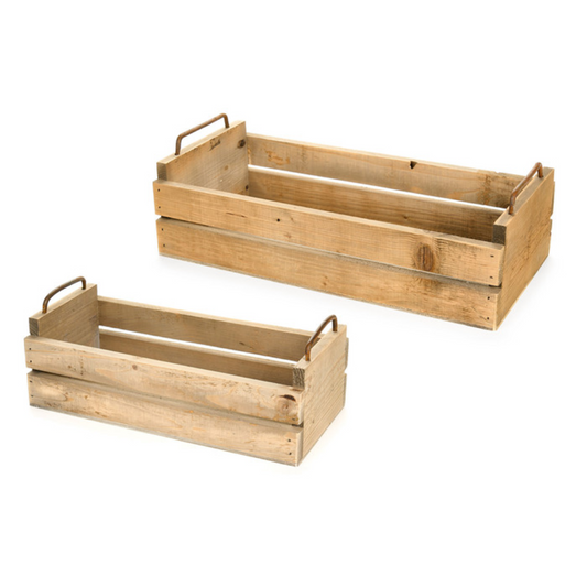 Set 2 pezzi cassetta rettangolare in legno con manici – Giardino d’Autunno