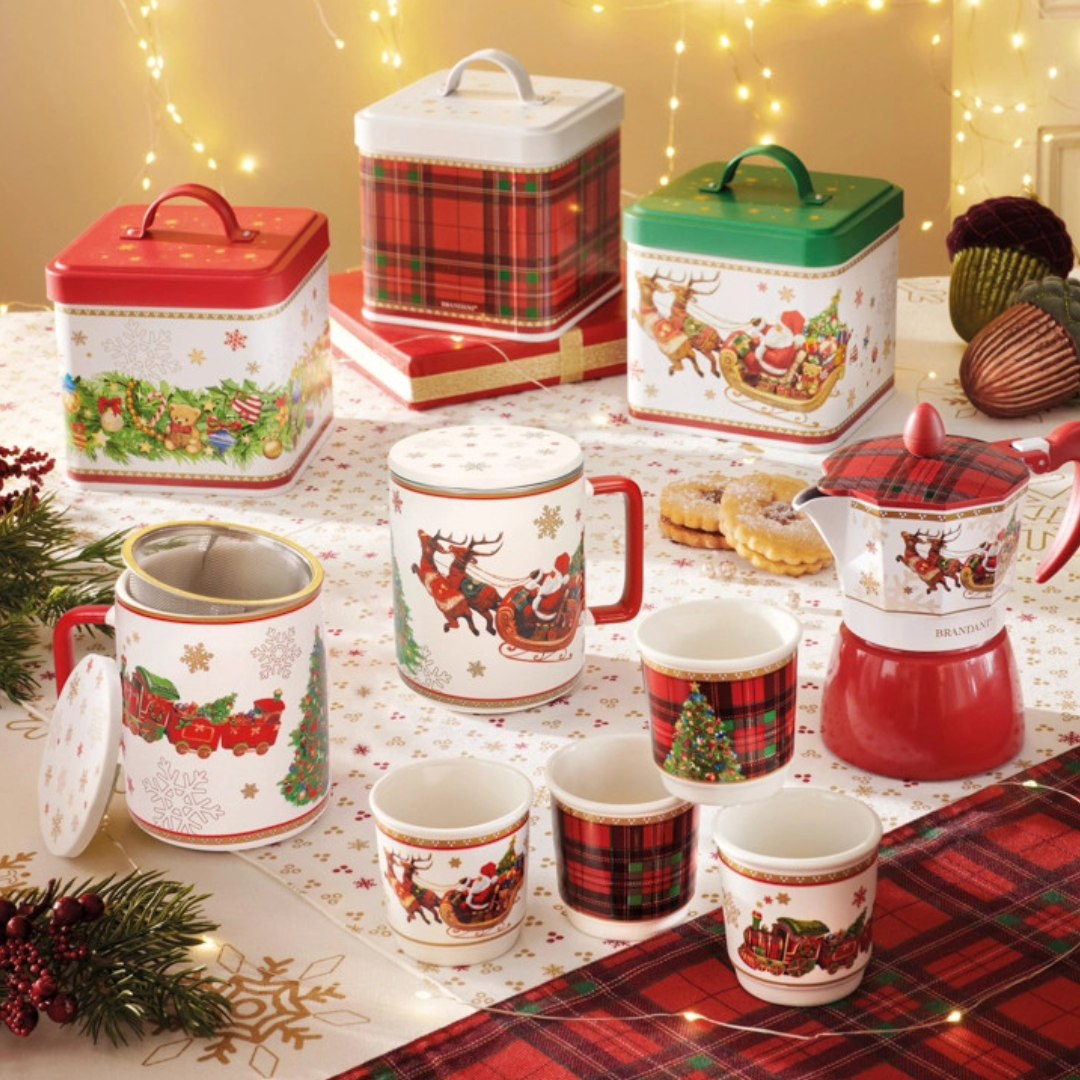 MUG CHRISTMAS BIANCO C/TAPPO E FILTRO NEW BONE CHINA/INOX