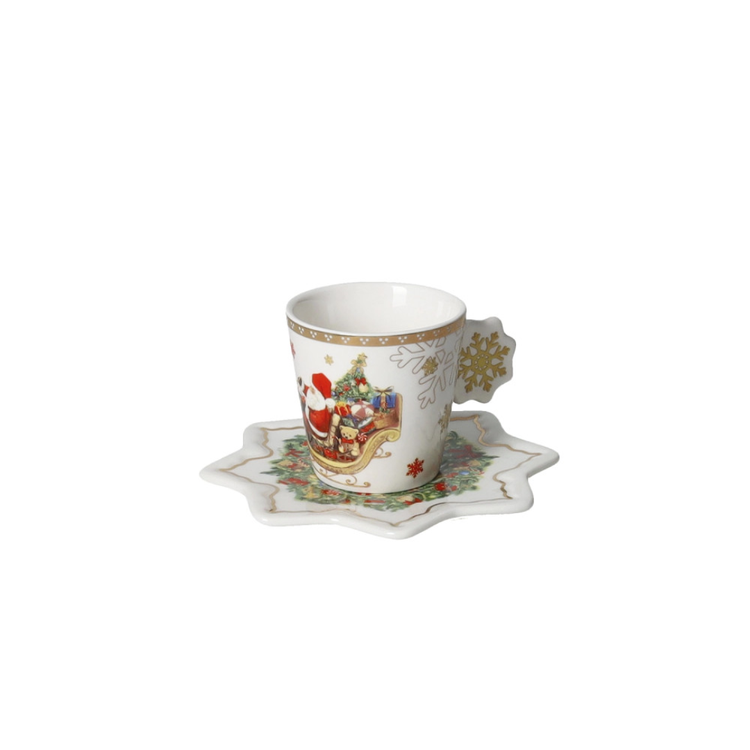 TAZZINA CAFFE CHRISTMAS SET 2 PZ NEW BONE CHINA