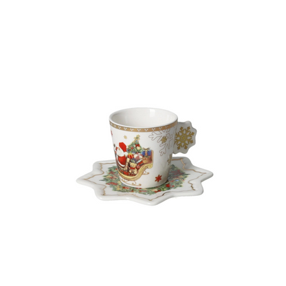 TAZZINA CAFFE CHRISTMAS SET 2 PZ NEW BONE CHINA