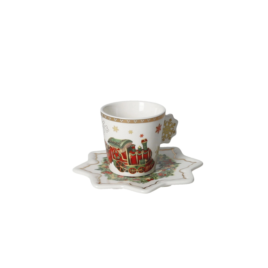 TAZZINA CAFFE CHRISTMAS SET 2 PZ NEW BONE CHINA