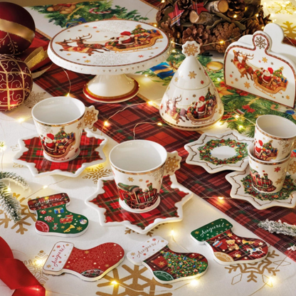 TAZZINA CAFFE CHRISTMAS SET 2 PZ NEW BONE CHINA